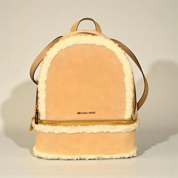 Michael Kors Beige Backpack with Shearling Accents display picture 1